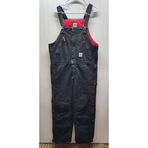 Carhartt Black Quilted-Lined Duck Bib Overalls 34x30